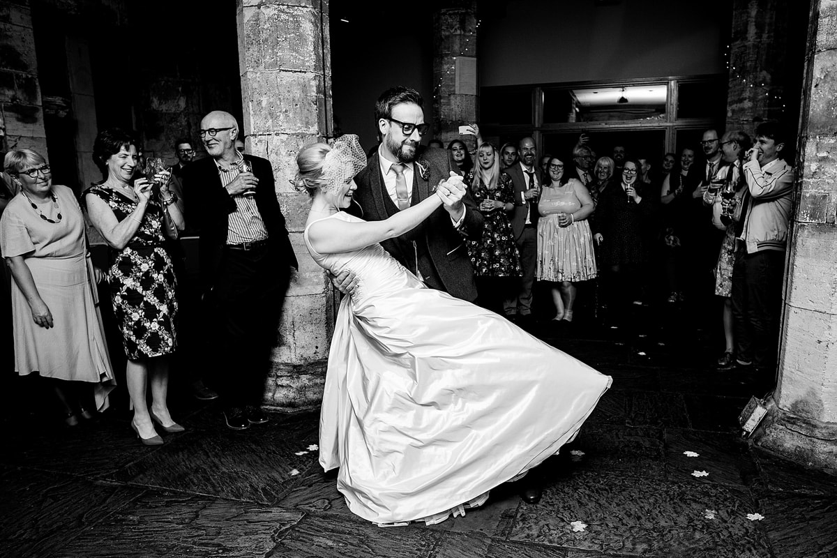Bride and groom having their first dance at a York Wedding venue