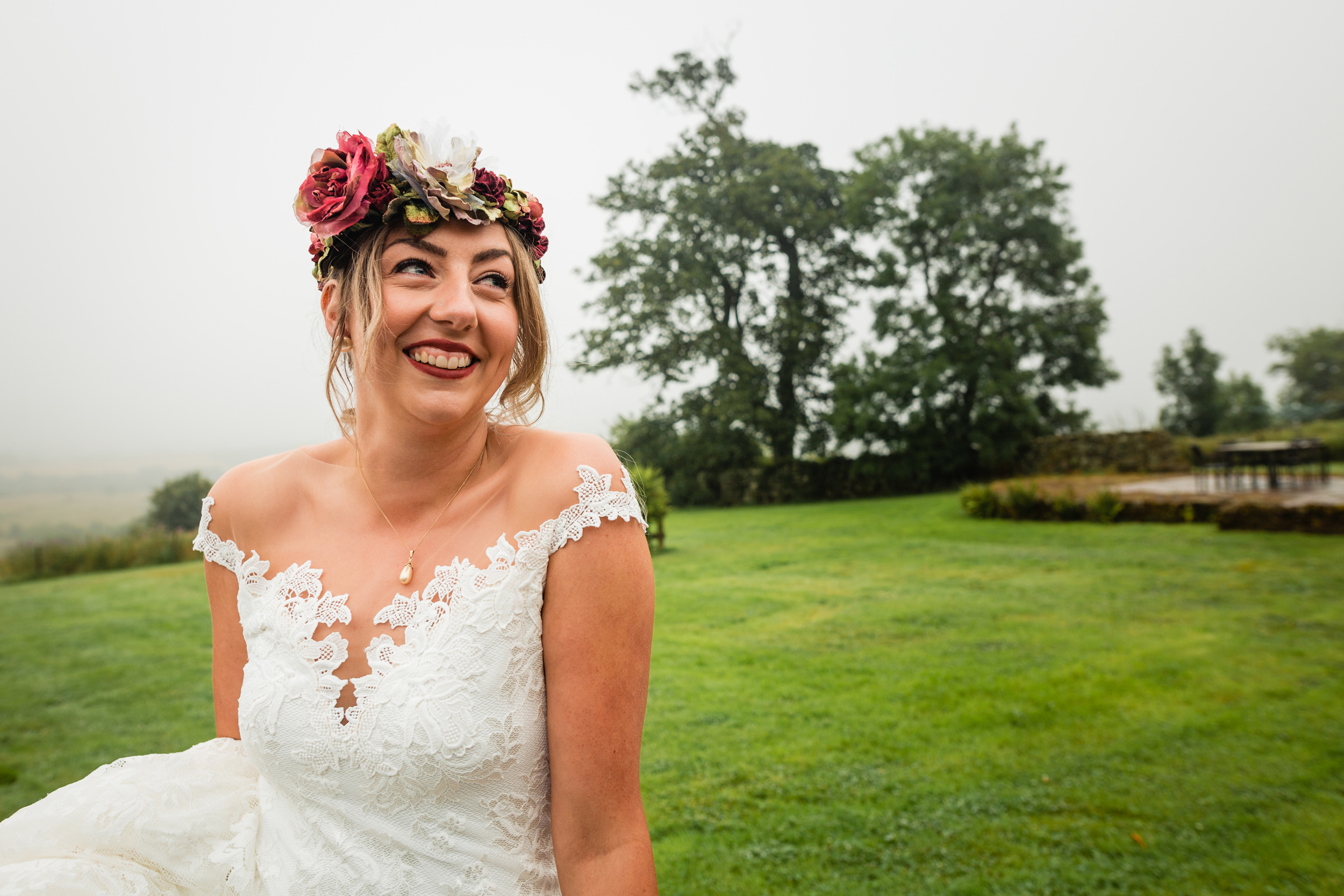 smiling bride. esk valley wedding photography by emma and rich.