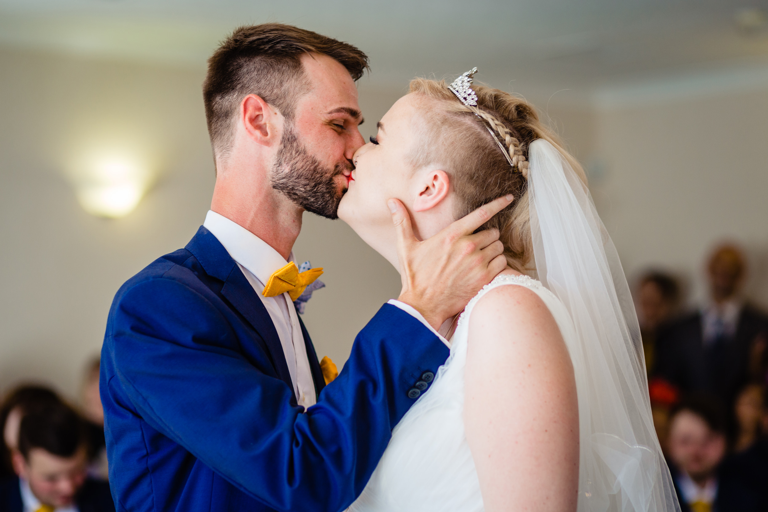 first kiss. grand hotel scarborough wedding photography by emma and rich.
